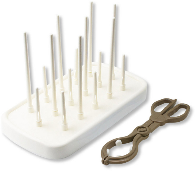 베이비베어 국내 제조 젖병집게 + 젖병건조대 세트, 브라운, 1세트