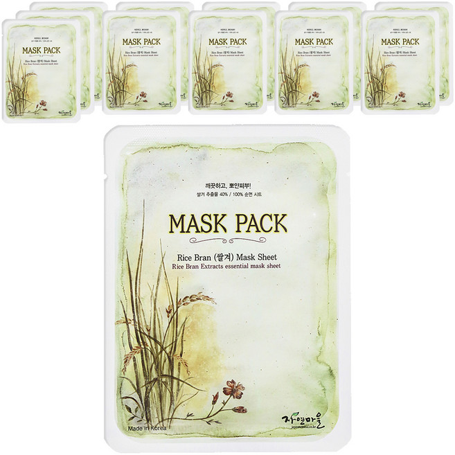 Jayeonmaeul 쌀겨 마스크팩, 1개입, 12개