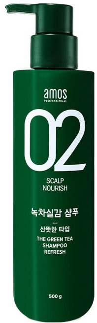 AMOS PROFESSIONAL 愛茉詩 綠茶實感洗髮精 油性清爽型, 500g, 1個
