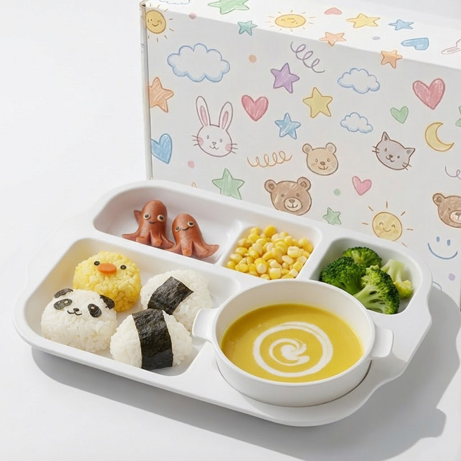 에코젠 냠냠 식판 세트, 머큐리, 1개, 식판 + 볼