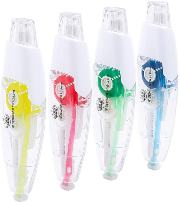 문구담 하이라이터 밑줄 스티커 펜타입 4종 세트, 옐로우, 핑크, 그린, 블루, 1세트