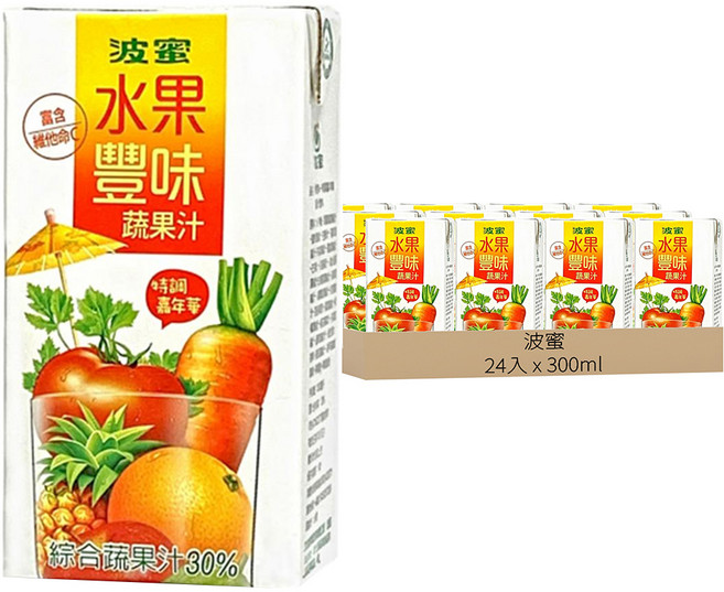 波蜜 水果豐味 蔬果汁, 300ml, 24入