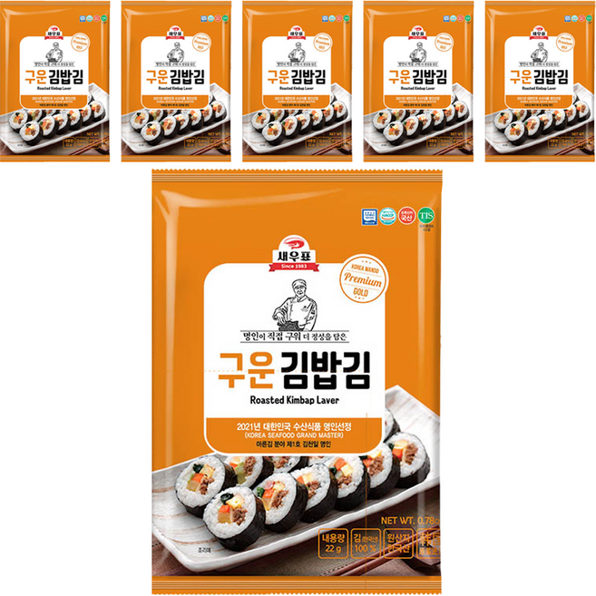 새우표 완도 구운 김밥김, 22g, 6개