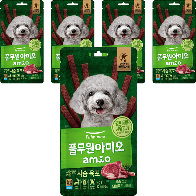 풀무원아미오 강아지 자연담은 간식 육포, 사슴고기, 50g, 5개