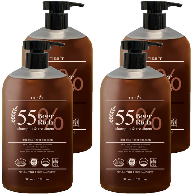 티에스트 맥주효모 리치55 탈모 샴푸, 4개, 500ml