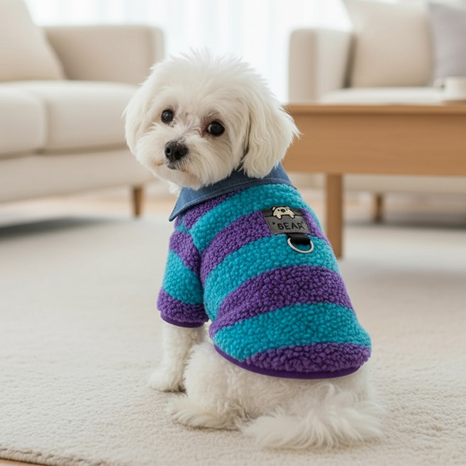 쁘띠도그 반려동물 체셔 덤블 자켓, 퍼플, 1개