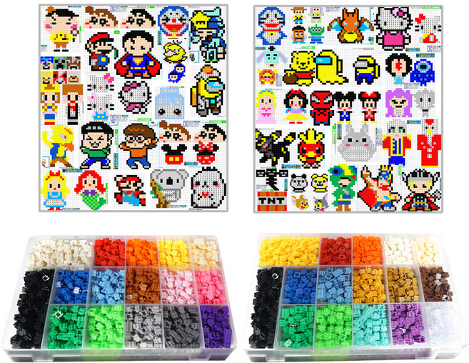 블럭N스토리 디폼블럭 기본 + 추가 22색 + 공용1 + 공용2 도안 세트, 혼합색상, 1개