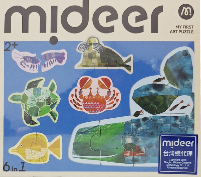 mideer 六合一拼圖 海洋世界 2歲以上, 1盒, 22片