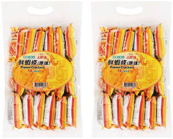 Oishi 上好佳 鮮蝦條 原味 18小包入, 90g, 2袋