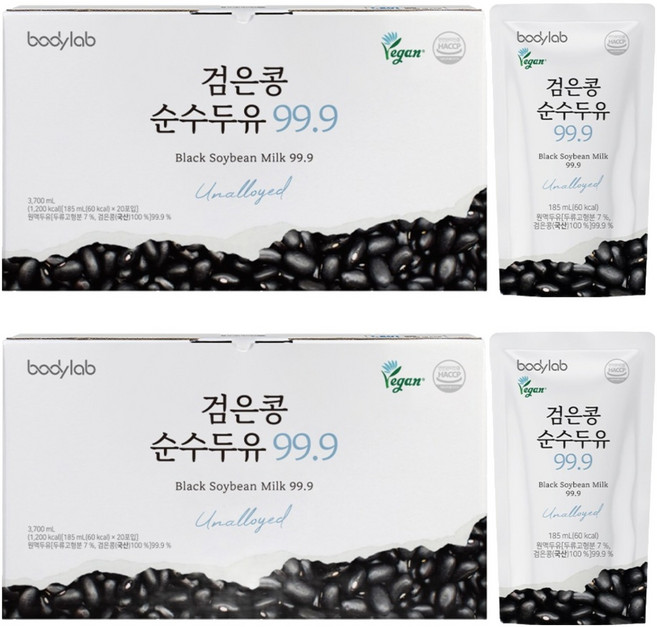 바디랩 검은콩 순수 두유 99.9, 185ml, 40개