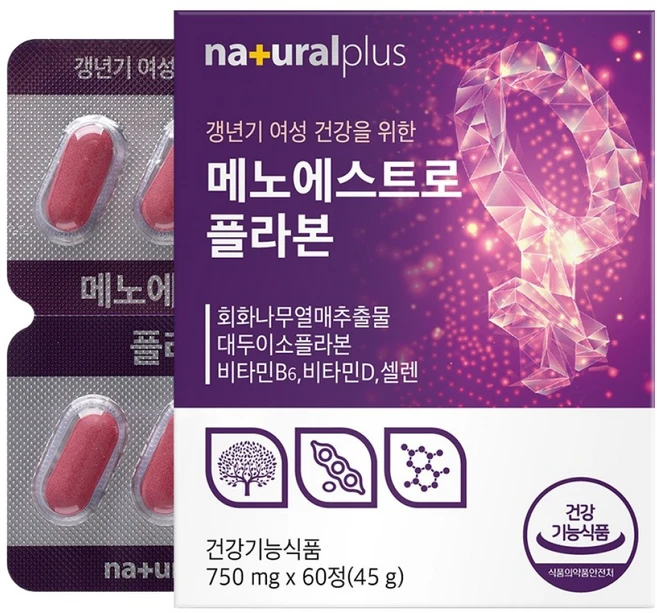 내츄럴플러스 메노에스트로 플라본 45g, 60정, 1개 - 쿠팡