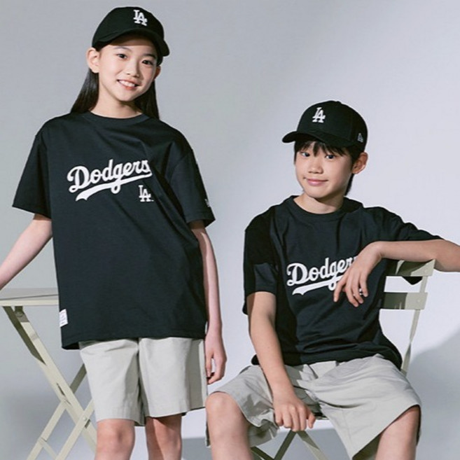 뉴에라 MLB 스크립트 로고 오버핏 반팔 티셔츠 로스엔젤레스 다저스