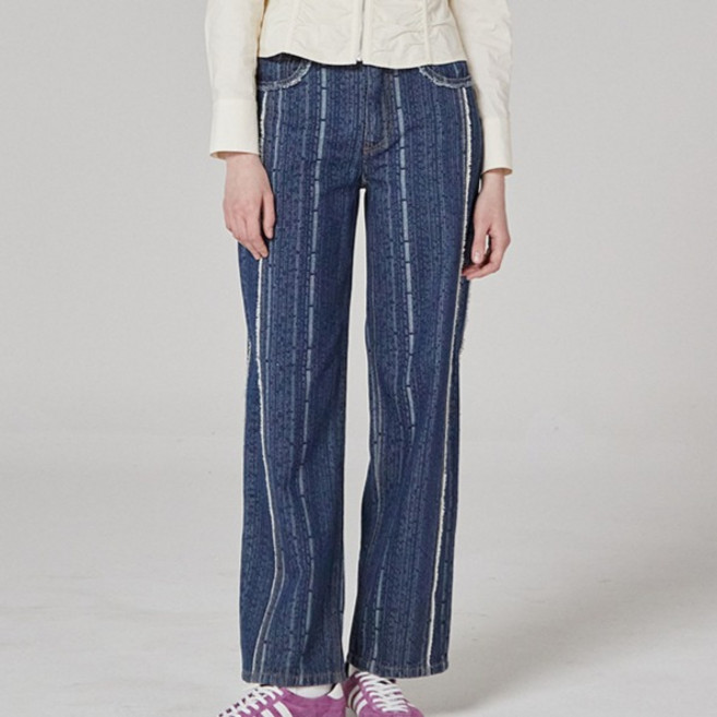 쥬시쥬디 여성용 J자카드 일자핏 데님 팬츠 JYDP0201