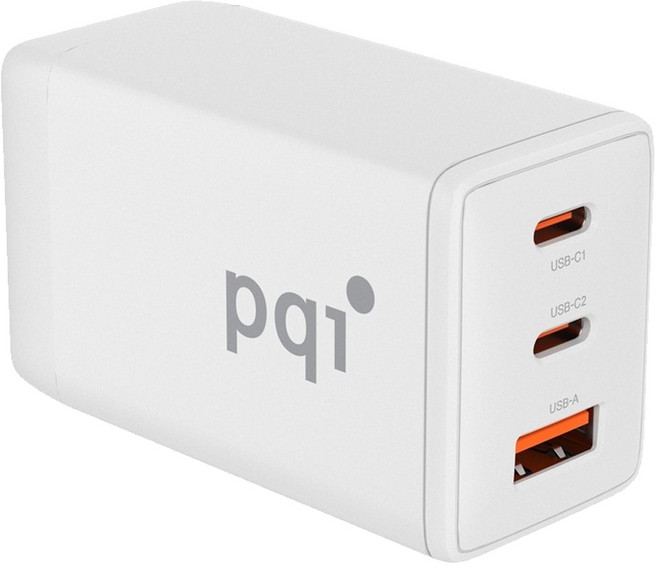 pqi 勁永 三孔 雙USB-C USB-A PDC65WT GAN 65W快速充電器, 白色, 1個