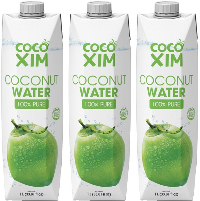 코코씸 100프로 퓨어 코코넛워터, 1L, 3개