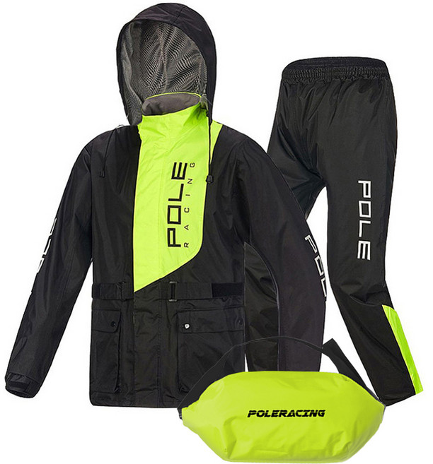 폴레이싱 오토바이 우비 상하의 세트 C타입, 네온