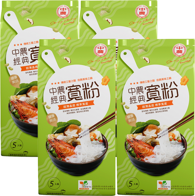 中農粉絲 經典寬粉, 200g, 4包