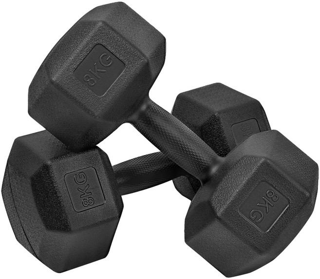 코멧 스포츠 고중량 육각 덤벨 아령 블랙, 8kg, 2개