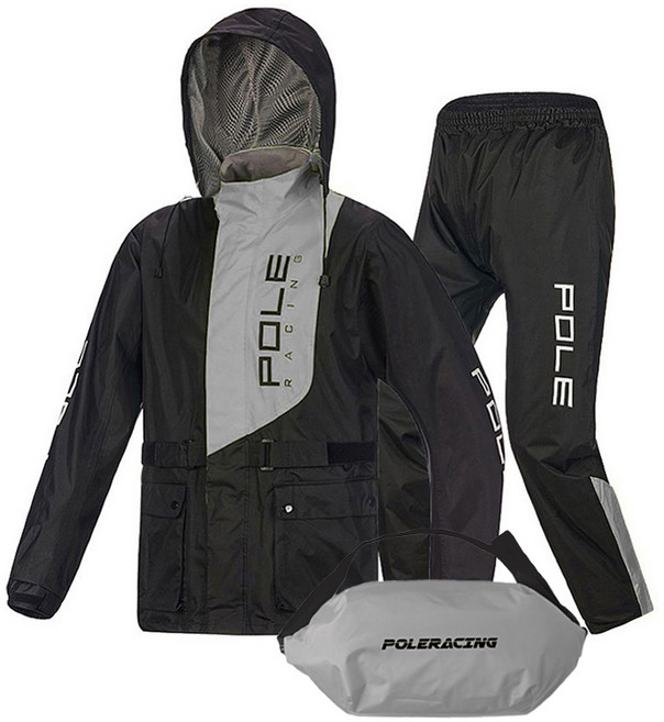 폴레이싱 방수 오토바이 우의 상하의 세트 C타입, 그레이