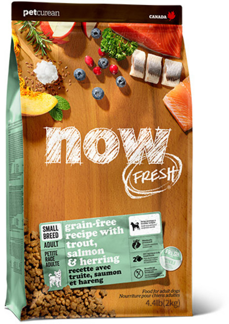 now 어덜트 피쉬 그레인 프리 스몰브리드 디에프 반려견 사료, 송어+연어+청어, 2kg, 1개