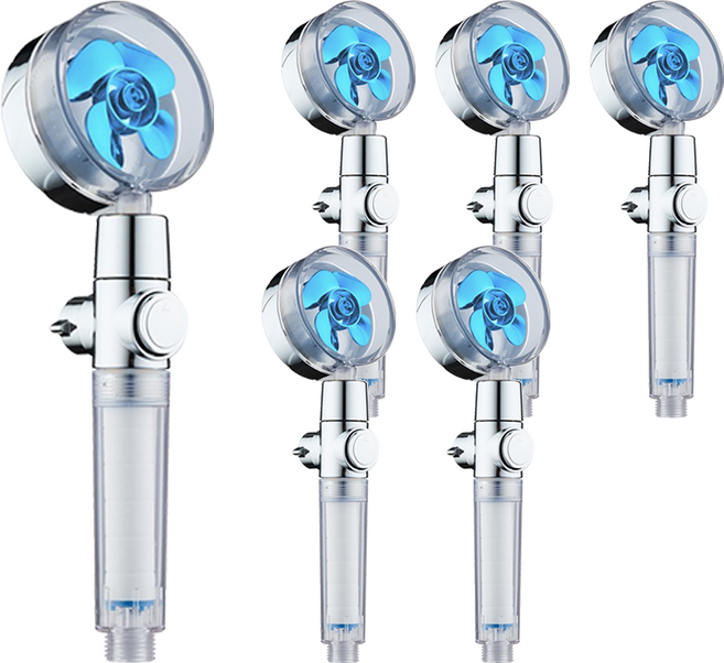 葉子小舖 渦輪增壓過濾止水蓮蓬頭, 藍色, 6個