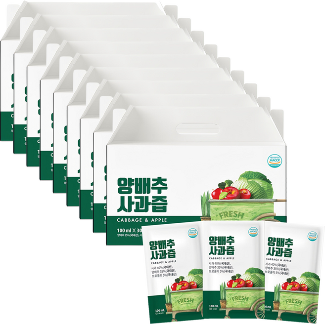 유기농마루 정품 양배추사과즙 30p, 3L, 9박스