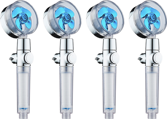 葉子小舖 渦輪增壓過濾止水蓮蓬頭, 藍色, 4個