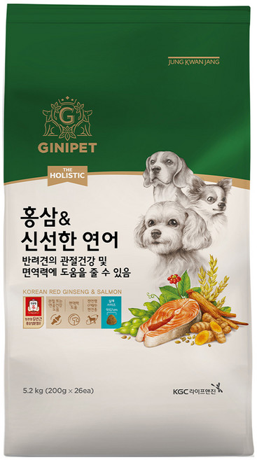 정관장 지니펫 강아지 더홀리스틱 홍삼 앤 기능성 사료, 뼈/관절강화, 5.2kg, 1개