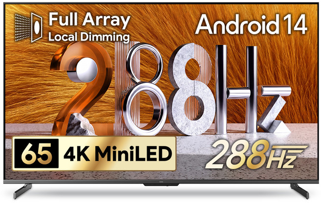 더함 4K UHD QD MINILED 288Hz 로컬디밍 돌비 AI 구글 5.0 스마트TV, 165cm(65인치), UA651MINILED N10S Google5.0 288Hz, 스탠드형, 방문설치
