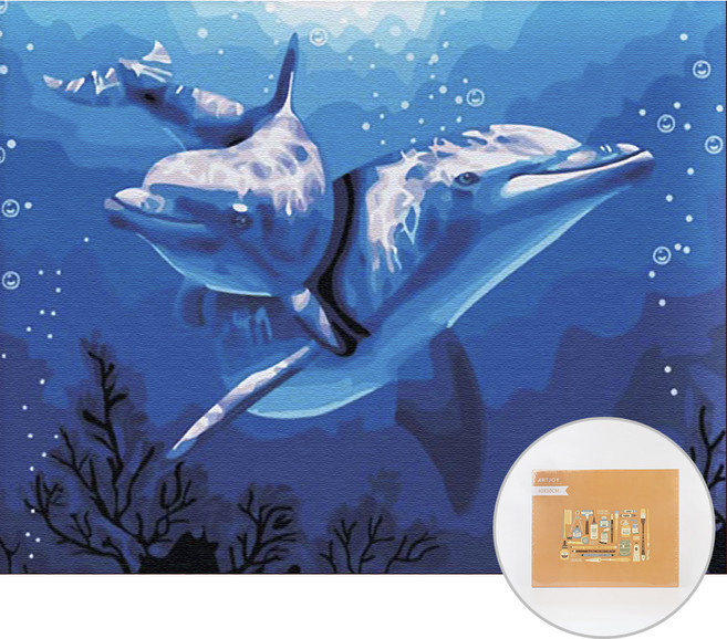 아트조이 DIY 명화그리기 가로형 50 x 40cm, 돌고래의사랑, 1개