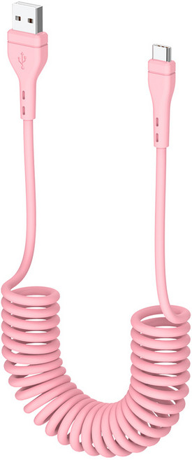 밸류엠 C타입 고속충전 스프링 케이블 20W, 1.5m, 핑크, 1개