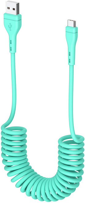 밸류엠 C타입 고속충전 스프링 케이블 20W, 1.5m, 민트, 1개