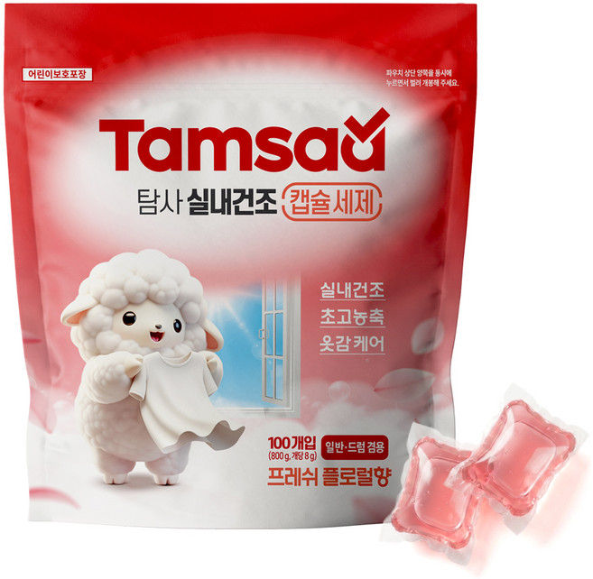Tamsaa 室內晾乾膠囊洗衣精 清新花香, 1個, 100入