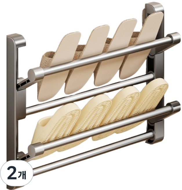 블럭마트 무타공 욕실화 수납걸이대 50cm, 2개