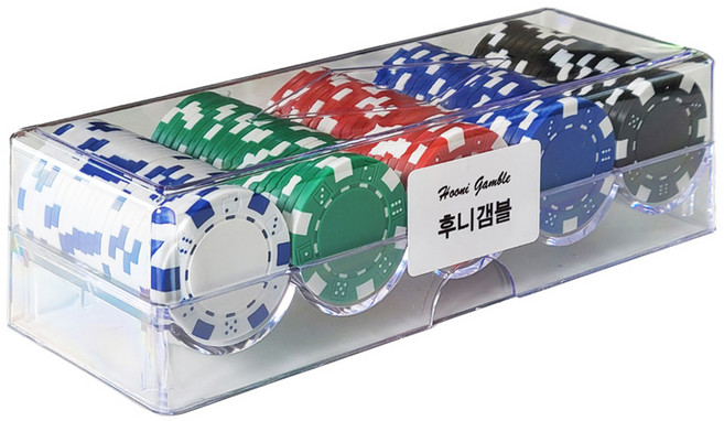 후니갬블 선명한 신료 컬러 포커칩 100p + 아크릴케이스 세트, 혼합색상, 1개