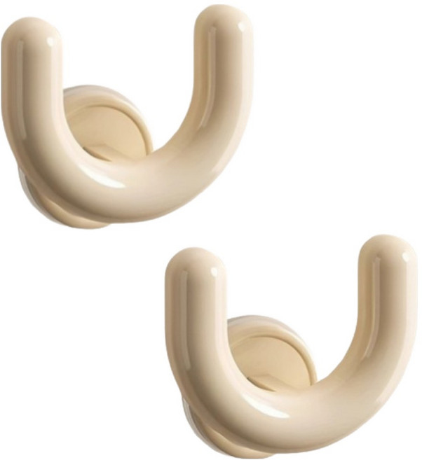 온트리 무타공 흡착식 욕실화걸이 FREE, 크림베이지, 2개