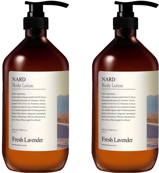 부케가르니 나드 모이스처 퍼퓸드 바디로션 프레쉬라벤더향, 1L, 2개