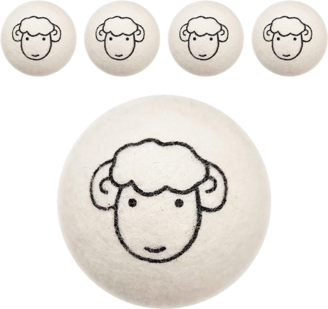 JOYFUL NAPKIN 悅棉 烘衣必備 防靜電 防纏繞 吸濕淨味 羊毛烘衣球, 羊頭 米色, 5個