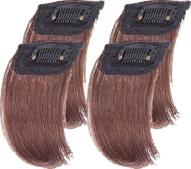 一片式自然隱形蓬鬆墊髮片 正常款, 4個, 淺棕色