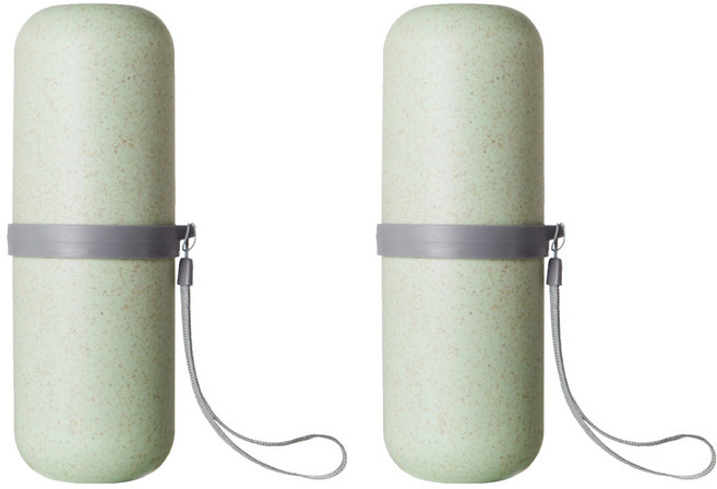 더자카 휴대용 캡슐 칫솔꽂이, 그린, 2개