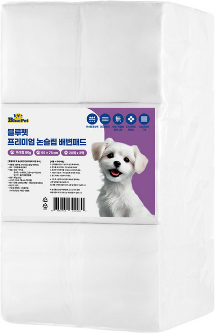 블루펫 프리미엄 논슬립 배변패드 무향 80g, 60개입, 1개