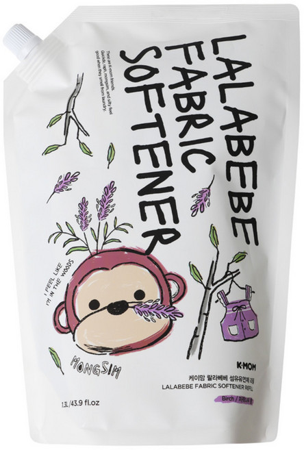 MOTHER-K K-MOM LALABEBE 草本抗敏衣物柔軟精 麝香玫瑰 補充包, 1.3L, 1包