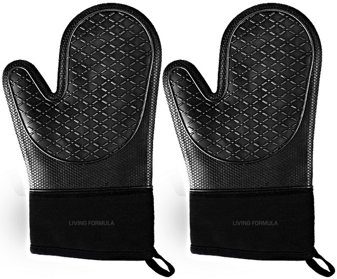 생활공식 2중 보호 실리콘 오븐장갑 2p 세트, 블랙, 1세트