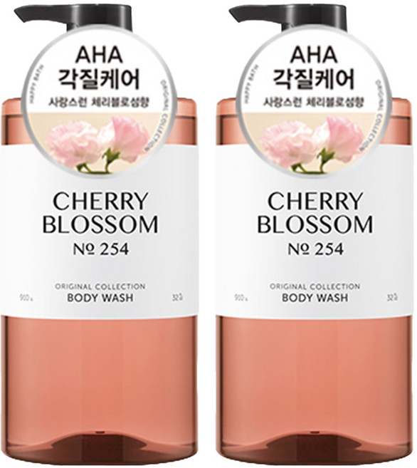 [비건라이프] 해피바스 오리지널 컬렉션 바디워시 체리블로섬향, 910g, 2개