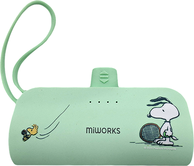 miWORKS 米沃 iCute隨身行動電源 Type-C 3200mAh 79 x 35.5 x 27mm 史努比 90g, SNPPB-2312-07-T, 綠色