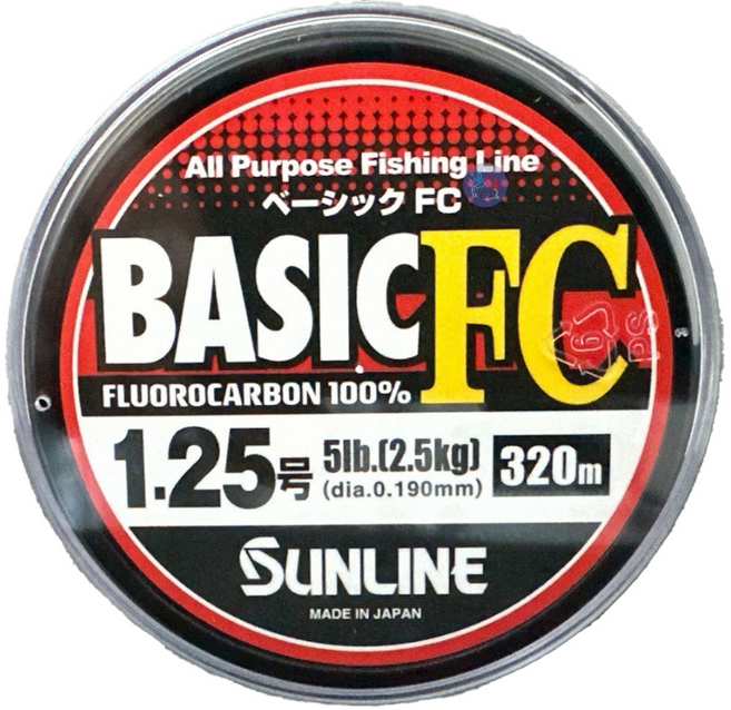 SUNLINE Basic FC 日本製 碳纖線 卡夢 下野正希 前導線 根魚 捲仔 磯釣 池釣 釣魚線 漁線 新版 1.25/5LB, transparent, 1個