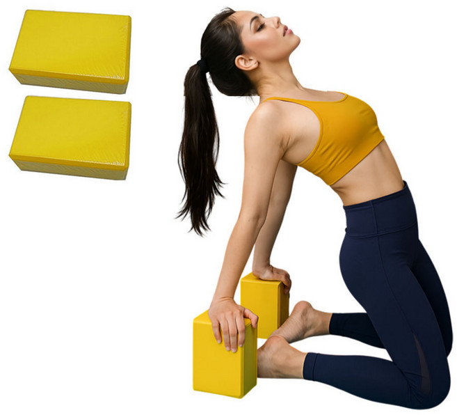 사비나 폼브릭 스트레칭 요가블럭, 옐로우, 2개