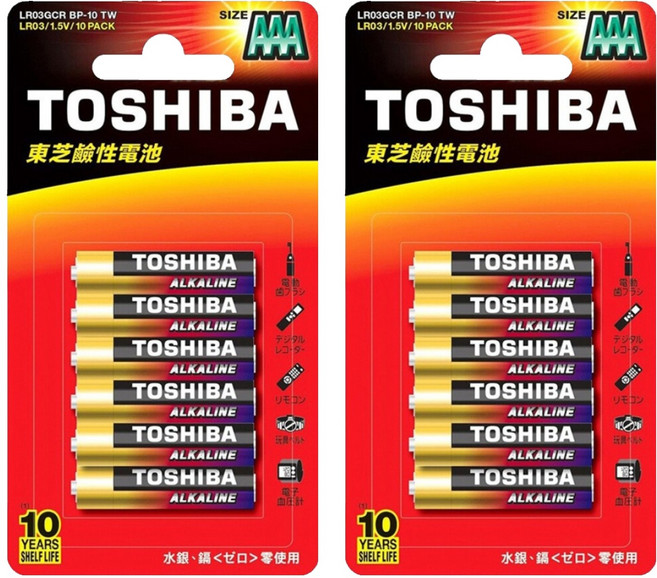 TOSHIBA 東芝 台灣公司貨 鹼性電池 4號, 10顆, 2組