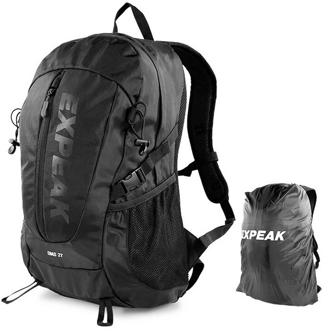 엑스피크 디아즈 백팩 27L + 레인커버 세트, 블랙