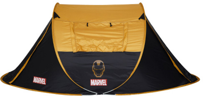 마블 아이언맨 원터치 팝업 텐트, 블랙 + 골드, 3~4인용